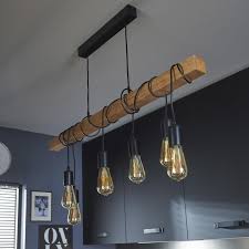 Suspension Industriel Metal Hetre Eglo Townshend L 100 Cm 6 Lumiere S Luminaire Suspendu Luminaire Lampes Rustiques