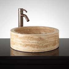 round flat bottom polished travertine