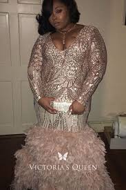 Plus Size Gold Sequin Long Sleeve Feathers Prom Gown Black Girl Prom Dresses Feather Prom Dress Prom Girl Dresses