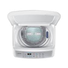 The washer comes with two roller wheels, adjustable legs, and handles. Samsung Wa65h4200sw 6 5kg Top Load Washing Machine Ansons