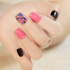 A silver glitter particle has been used in the middle of each design. 10kits Cute Mixed Corlor False Nail Hot Pink Short Nail Art Black Stripe Finished Nail Full Cover Manicure Products N217 False Nails Aliexpress