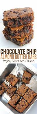 Chocolate Chip Almond Butter Bars Vegan Gluten Free Refined Sugar Free Emilie Eats Recipe Healthy Sweets Free Desserts Dessert Recipes