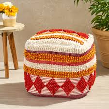 Check spelling or type a new query. Annabelle Outdoor Cube Pouf Boho Orange Red White Yarn Walmart Com Walmart Com