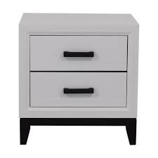 This modern white nightstand features a circular top and gold legs for aesthetic effect. 81 Off Modern White Two Drawer Nightstand Tables