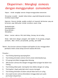 Eksperimen enzim biologi tingkatan 4 guru les privat jakarta. Eksperimen Osmometer