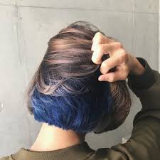 Why Stay At One Color When You Can Have Two Iris Blue With Beige Brown For The Fantastic Combo Styled And Hidden Hair Color Hair Styles Underlights Hair