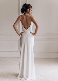 Satin Wedding Dress Reception Bridal Gown Open Back Etsy In 2021 Slip Wedding Dress Silky Wedding Dress Straight Wedding Dresses