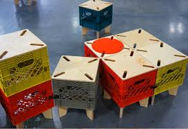Arrange your crates on the base with the crate opening facing outwards. Combo Collab S Xtool Upcycled Milk Crate Seating Storage Solution Inhabitat Green Design Innovation Architecture Green Building