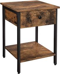 Amazon Com Vasagle Vincyer Nightstand End Table Side Table With Drawer And Shelf B In 2020 Side Table With Drawer Cheap Living Room Furniture Industrial Side Table