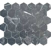Black Swan Honed 2″ Marble Hexagon Mosaic - Kotantile