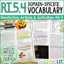 Domain Specific Vocabulary Ri 5 4 The Business Of Hallow Informational Texts Activities Articles Activities Vocabulary