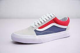 vans old skool 時尚休閒拼色情侶滑板鞋百事紅藍白 vans sneaker vans old skool vans old skool sneaker