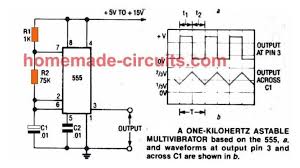 I have used two 555 timer ics in this project and both these 555 ics act as astable multivibrators. Ic 555 Oscillator Circuits Homemade Circuit Projects