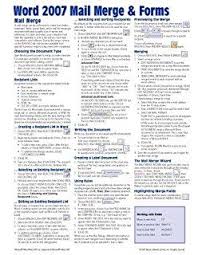 Microsoft Word 2007 Mail Merge Forms Quick Reference Guide Cheat Sheet Of Instructions Tips Shortcuts Laminate Microsoft Word 2007 Mail Merge Word 2007