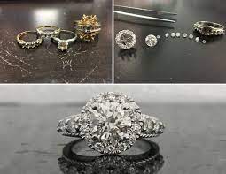 Before And After Heirloom Ring And Band Set Turned Into A Halo Engagement Ring Heirloom Rings Halo Engagement Halo Engagement Ring