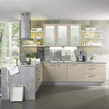 Wood and white cabinets with marble glass mosaic backsplash and granite countertops. China Light Wood Grain Color Kitchen Cabinets China Kitchen Cabinets Kitchen Cabinet
