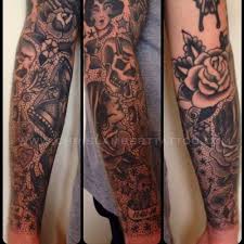 Black And Gray Traditional Tattoo Sleeve Traditional Black And Grey Tattoo Sleeve Google Search Black And Grey Tattoos Sleeve Sleeve Tattoos Black And Grey Rose