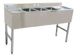 under bar sink with 3 compartments with