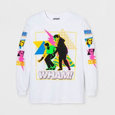Men S Long Sleeve Wham Crew T Shirt White 14 99 At Target Artist Shirts White Graphic Tee Shirts