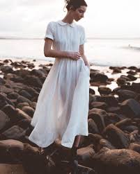 Peter Pan Collar Dress Washed Linen White Magnolia Www Sondeflor Com Linen Dress Pattern White Linen Dress Summer Linen Dress