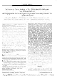 Check spelling or type a new query. Pdf Pleurectomy Decortication In The Treatment Of Malignant Pleural Mesothelioma Encouraging Results And Novel Prognostic Implications Based On Experience In 355 Consecutive Patients