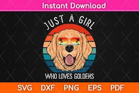 Download Girl Who Loves Golden Retrievers Dog Svg Graphic By Graphic School Creative Fabrica PSD Mockup Templates