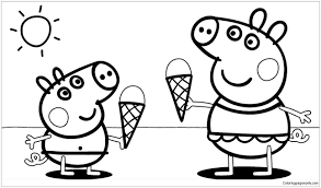There's so much coloring to do! Peppa Pig With Ice Cream Coloring Pages Food Coloring Pages Coloring Pages For Kids And Adults