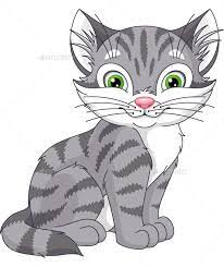 gray kitten on a white background eps 8 jpg high resolution cat vector kitten cartoon grey cats