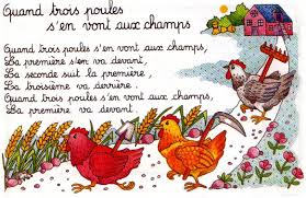 quand trois poules s en vont au champ chanson enfantine chansons comptines livre scolaire