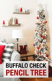 Buffalo Check Pencil Christmas Tree Pencil Christmas Tree Frosted Christmas Tree Small Space Christmas Tree