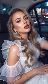 Close-up of the side profile of a young woman in the image without cha...