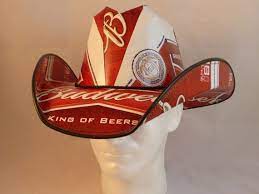 Beer Box Cowboy Hats Made From Recycled Budweiser Beer Boxes Beerhat Beer Box Hat Beer Box Cowboy Hats