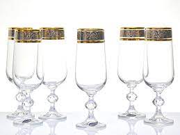 Vintage cascade fine lead crystal champagne flute set of 4. Bohemia Crystal Claudia Gold Rim Champagne Flutes Set Of 6 Traditional Wine Glasses By Wineohh Houzz