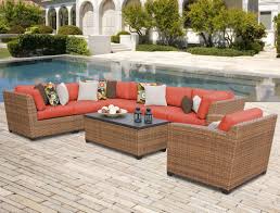 East Village 8 Piece Sunbrella Sectional Set With Cushions Patio Furniture Sets Outdoor Furniture Sets Wicker Patio Furniture Set