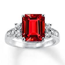 Lab Created Ruby Ring Lab Created Sapphires Sterling Silver Ruby Engagement Ring Ruby Ring White Ring