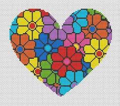 Flower Heart Cross Stitch Pattern Floral Easy Cross Stitch Pdf Modern Love Cross Stitch Cojines Punto De Cruz Mariposa Punto De Cruz Cuadros Punto De Cruz