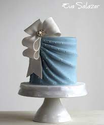A simple vanilla anniversary cake. Simple Blue Bridal Shower Cake Elegant Cakes Cake Bridal Shower Cakes