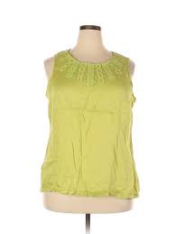 Details About Coldwater Creek Women Green Sleeveless Blouse 1 X Plus