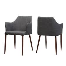 Nande Mid Century Fabric Dining Chairs With Dark Walnut Wood Finished Legs Set Of 2 Light Grey W Dining Chair Upholstery Dining Chairs Fabric Dining Chairs