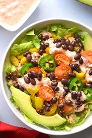 Season with chili powder, cumin and garlic salt. Healthy Taco Salad Low Calorie Gf Skinny Fitalicious