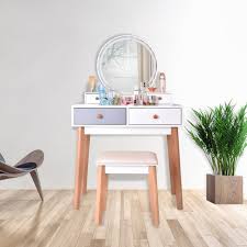 Our vanity styles range from sleek and modern to soft and classic. Vanity Sets For Girls Makeup Vanity Set With Led Light Round Mirror Vanity Table With 2 Sliding Drawers 2 Organizers Drawers And Vanity Stool Makeup Dressing Table Set For Bedroom White W10097