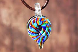 Rainbow Swirl Glass Pendant Glass Pendant Necklace Heady Etsy Handblown Glass Pendant Glass Pendants Glass Pendant Necklace