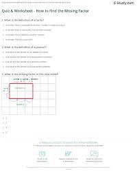 Find out the even numbers. Quiz Worksheet How To Find The Missing Factor Study Com