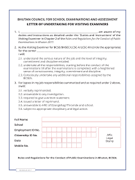 Sample letter of undertaking for shipping the export items by sea and by air for clearance of the export items and their quality. Letter Of Undertaking For Visiting Examiners Fill And Sign Printable Template Online Us Legal Forms