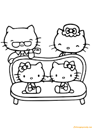How to draw hello kitty | hello kitty easy draw tutorial. Hello Kitty With Her Family Coloring Pages Cartoons Coloring Pages Coloring Pages For Kids And Adults