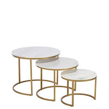 Whether it be a retro coffee table design or something more contemporary or modern such a marble we have a design to suit any room size or. Gower Marble Nest Of Tables Gold Mysmallspace Uk