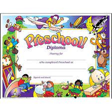 Created only using a shape (commonly used in ms word) and supporting images. Preschool Diploma Certificate