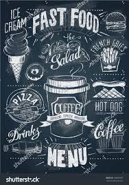 Fast Food Chalkboard Design Set Nadpisi Melom Melovaya Doska Dizajn Iskusstvo Melom