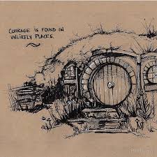 The Shire Line Art Drawings The Shire Hobbit Door