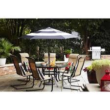 Garden Treasures Pelham Bay Hexagon Outdoor Dining Table 50 In W X 56 In L With Umbrella Hole Lowes Com In 2020 Outdoor Dining Table Outdoor Outdoor Dining